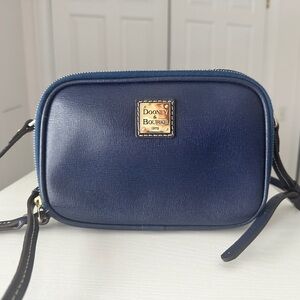 Dooney & Bourke Double Zip Saffiano Sawyer Crossbody in Navy